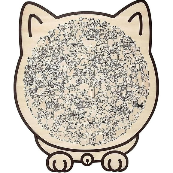 135-Piece Morandi-Colored Cat Shaped Wooden Jigsaw Puzzle, A Detailed Wooden Cat Puzzle for Creative Home Decor and a Unique Gift for Cat Lovers and Puzzle Enthusiasts