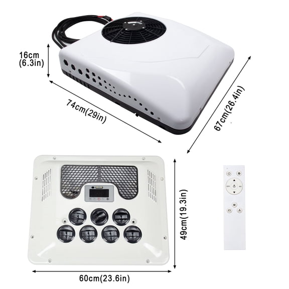 13500 BTU Truck Cab Air Conditioner for RVs, 12 V Mini-Split Electric Heat & Cool Rooftop AC Unit for Semi Trucks Bus Caravan Trailer