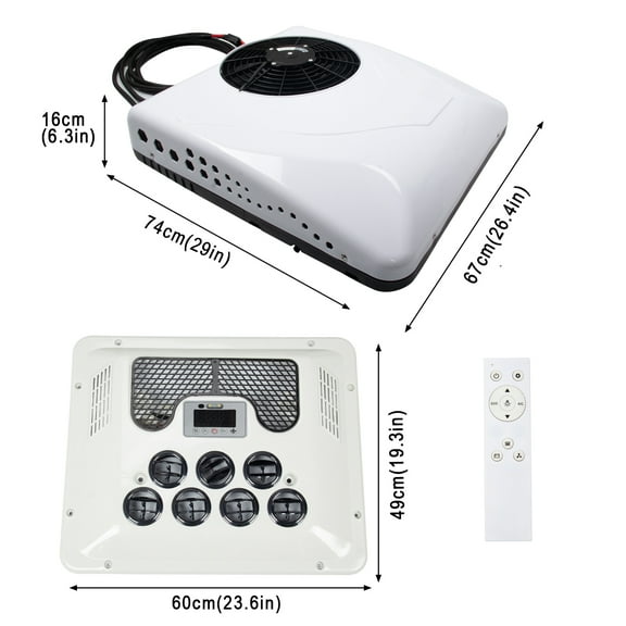 13500 BTU Truck Cab Air Conditioner for RVs, 12 V Mini-Split Electric Heat & Cool Rooftop AC Unit for Semi Trucks Bus Caravan Trailer
