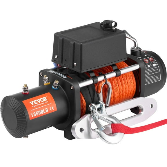 13500 lb Electric Winch Truck with Synthetic Rope, Waterproof Design & Wireless Remote Control for Towing and Recovery