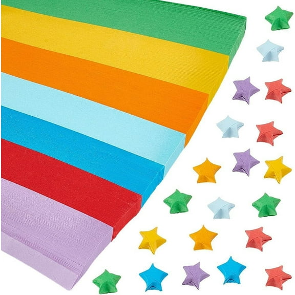 1350pcs Origami Stars Paper 7 Colors Star Paper Strip Double Sided Colorful Paper Strips for DIY Hand Origami Lucky Star Paper Decoration Folding Strips Art Crafting Supplies Multi-color
