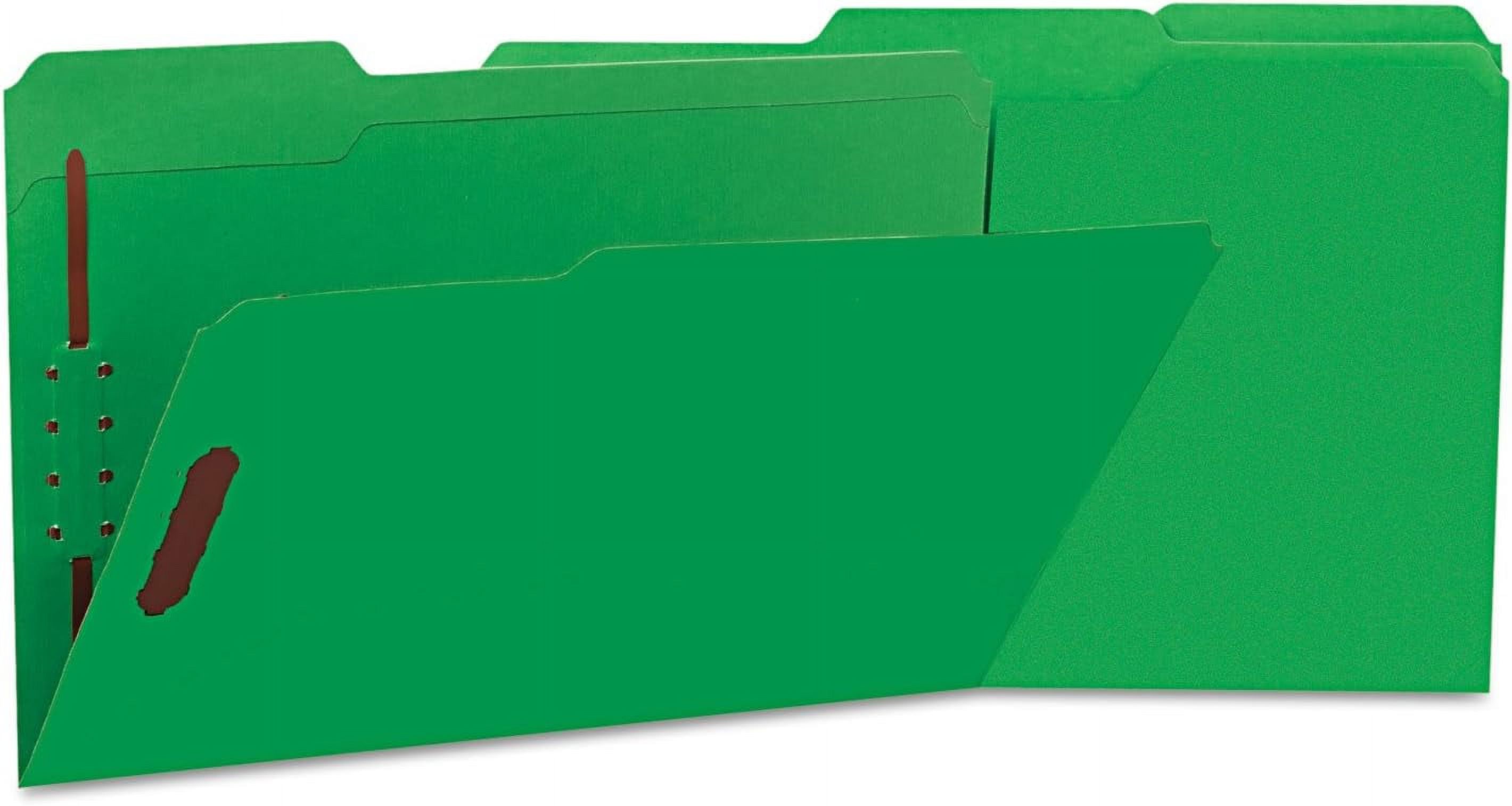 13526 Reinforced Top Tab Folders, 2 Fasteners, 1/3 Tab, Legal, Green, 50/Box