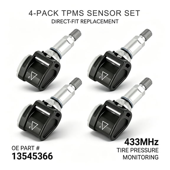 13545366 Heavy-Duty Trailer TPMS 433MHz 4-Pack 199 PSI Max for 2021-2024 Cadillac Escalade, Chevy Silverado GMC Sierra RV