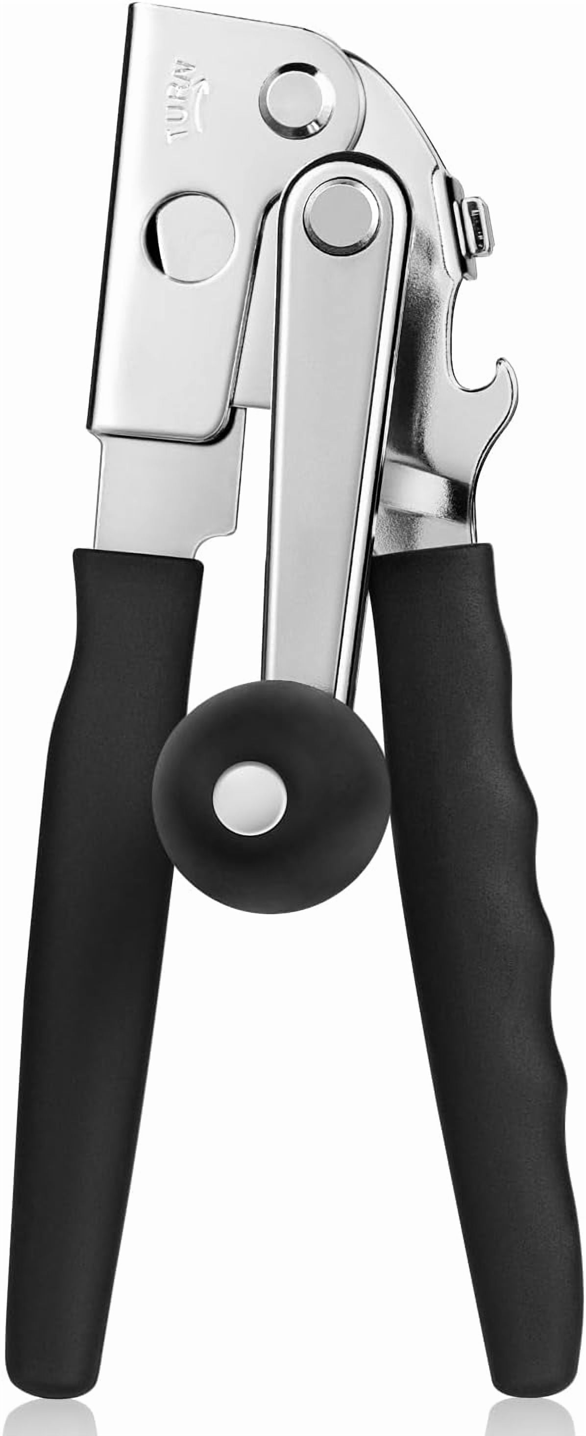 13556040584 Hand Crank Can Opener Manual Heavy Duty, Commercial Can Openers with Ergonomic Rubber Coated Extra-Long Handles, Oversized Knob, Large Can Opener for Big Cans, Black