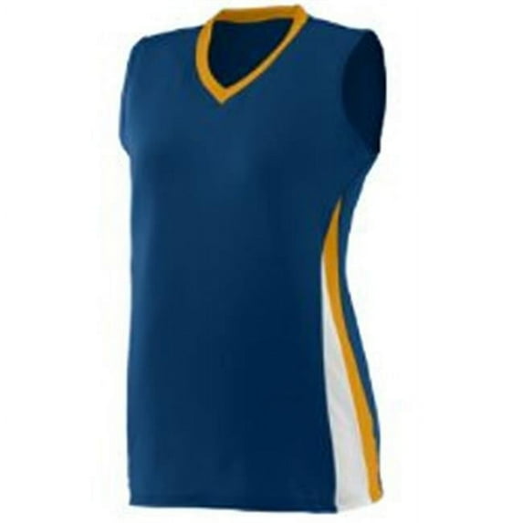 1356A Girls Tornado Softball Jersey - Navy, Gold & White, Large
