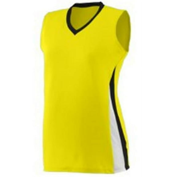 1356A Girls Tornado Softball Jersey - Power Yellow, Black & White, Medium