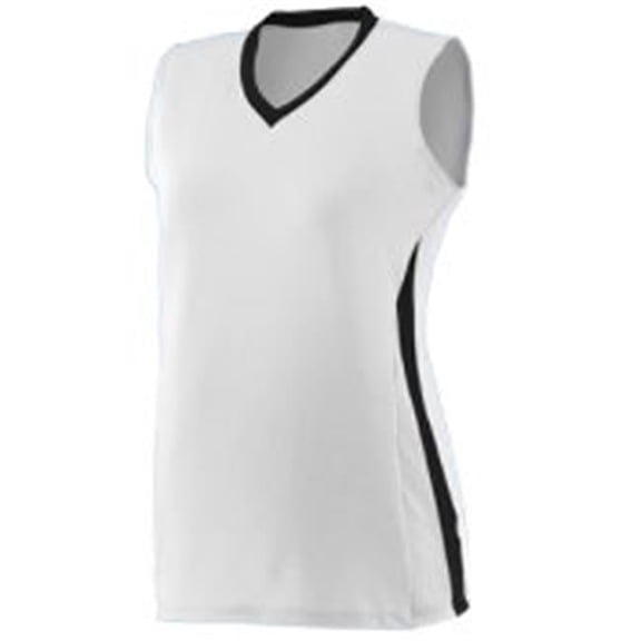 1356A Girls Tornado Softball Jersey - White, Black & White, Medium
