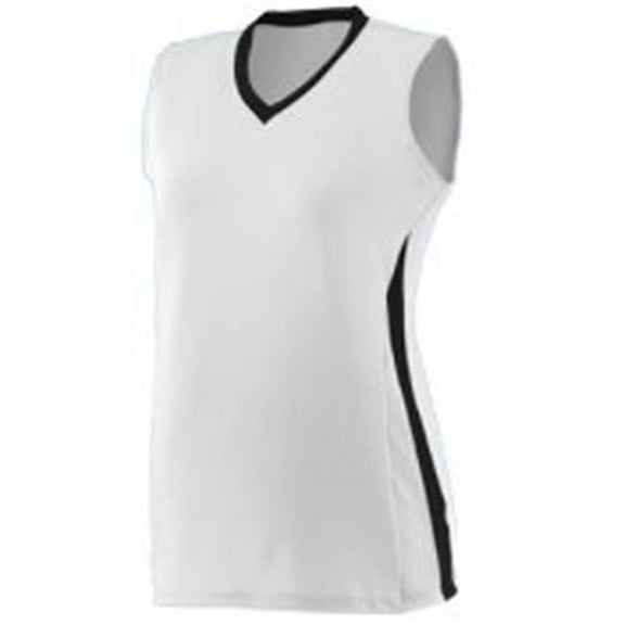1356A Girls Tornado Softball Jersey - White, Black & White, Small