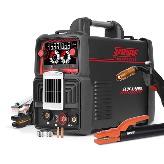 135A 110V MIG Welder,Flux Core Welder with Flux MIG/Lift TIG/Stick 3-in-1 IGBT Inverter LED Digital Display Welder with Thermal Protection,Hot Start,Adjustable Arc Force,VRD,and Anti-Stick