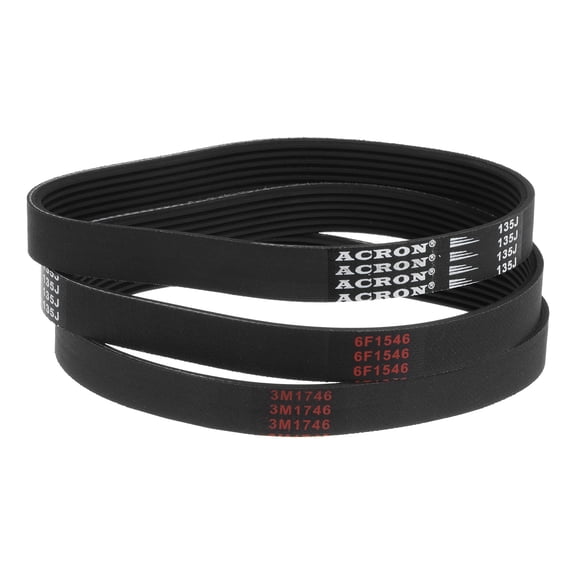 135J6 Rubber Poly V Belts, 6 Ribs PJ V-Ribbed Belt 13.5" Length x 0.55" Width x 0.14" Thick, 3 Packs