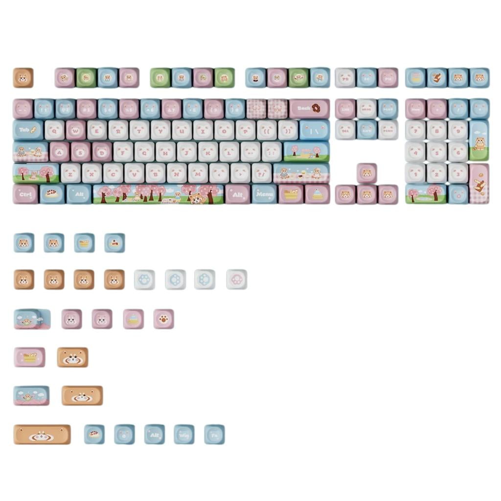 135Key Cute Panda Spring Keycap PBT Dye Sublimation OQO Profile Mechanical Keyboards