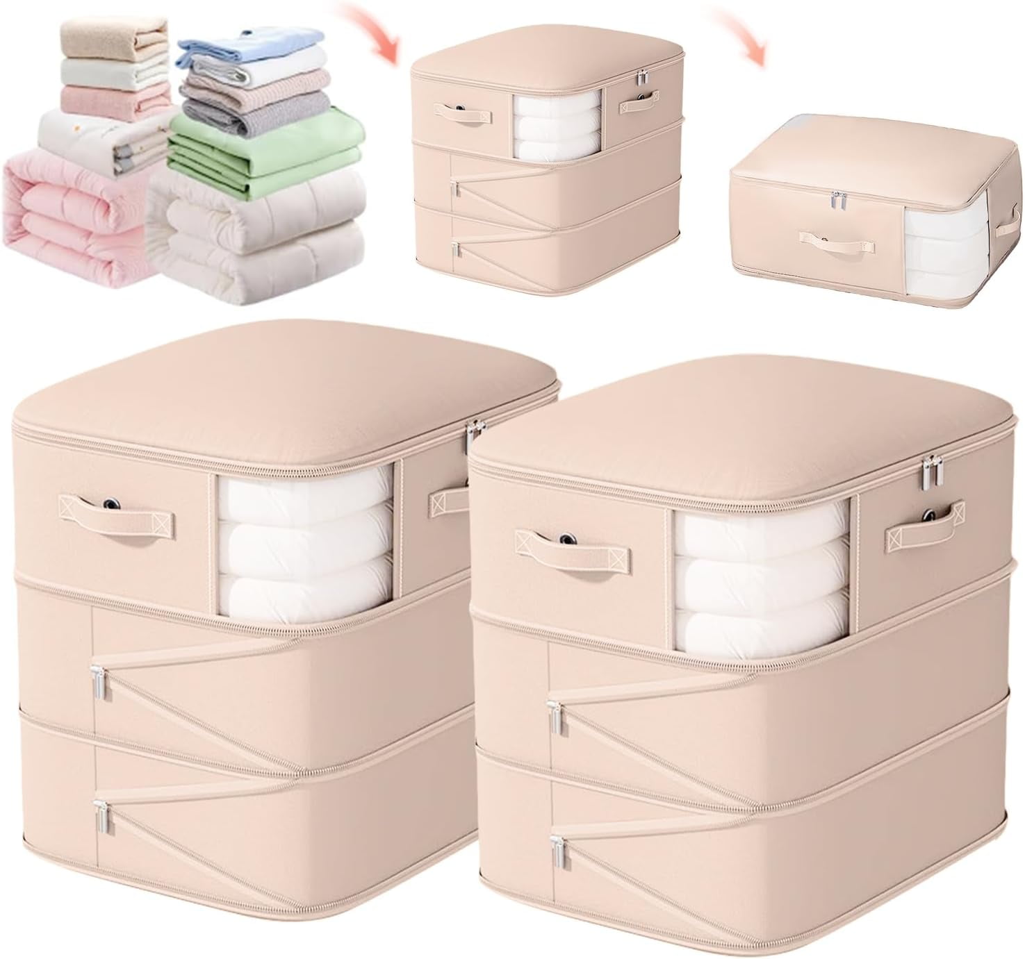 135L Large Capacity Ultra Space-Saving Self Compression Storage Bags, 3 ...