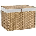 thumbnail image 1 of 135L Wicker Storage Basket with Lid, Handwoven Large Shelf Basket with Removable Liner, 35.7 Gallon Wicker Basket for Blanket, Storage Trunk with Handle for Closet, Bedroom, Livingroom, Natural, 1 of 14