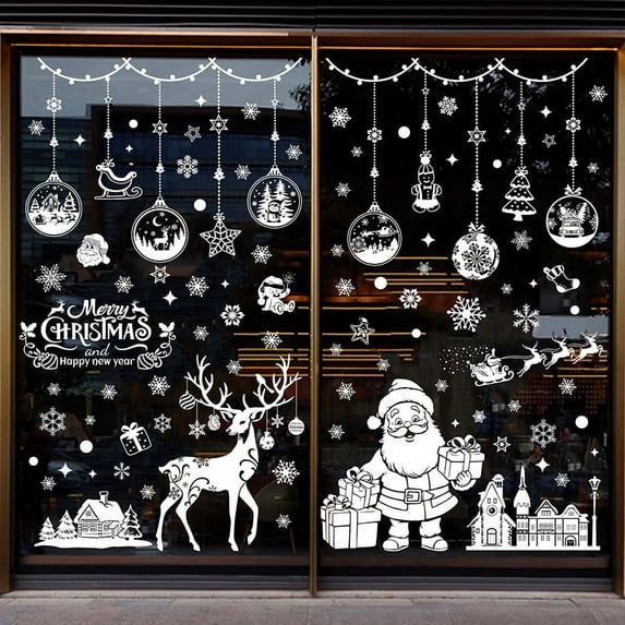 135Pcs Christmas Window Clings Snowflakes Window Decals Static Window Stickers for Christmas Decorations Window Décor Ornaments Xmas Party Supplies Thanksgiving Party Décor