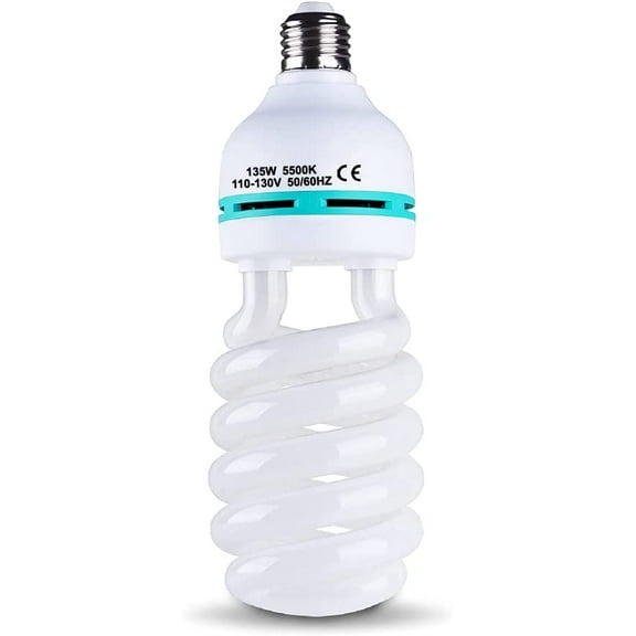 135W Light Bulb 5500K CFL Daylight Spiral Softbox Lighting Kit Bulb in E27/E26 Socket for Photography Photo Box