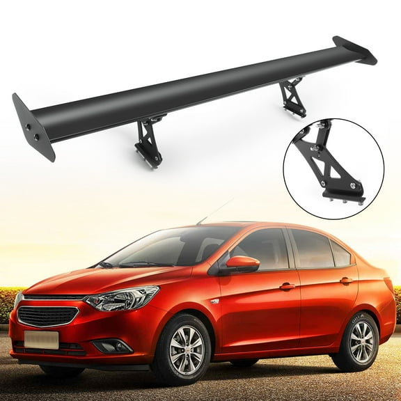 135cm Universal Hatch Adjustable Aluminum GT Rear Trunk Racing Spoiler Wing Black