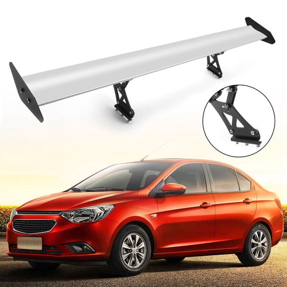 135cm Universal Hatch Adjustable Aluminum GT Rear Trunk Racing Spoiler Wing Silver