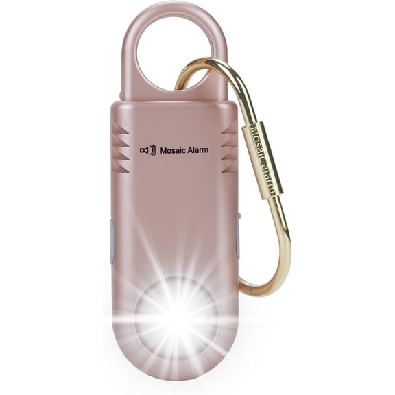 135dB Recharable Personal Safety Alarm Built-in Ultra-Bright Flashlight Non Slip Grip Keychain Emerncy SOS Siren for Women, Students, Night Runner. Loud Sound Hiking Bear Alerts Hook. Rose Gold