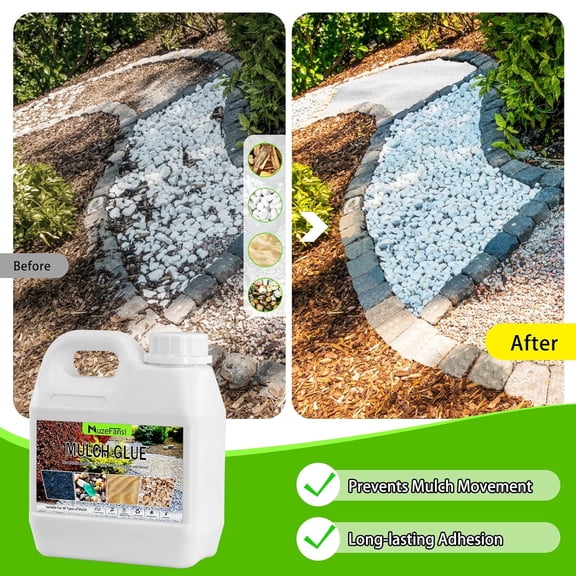 135oz Mulch Glue, Landscaping Mulch Glue, Gravel & Rock Binder for Pea Gravel, Stones & Mulch – Strong Hold for Garden, Yard & Outdoor Projects