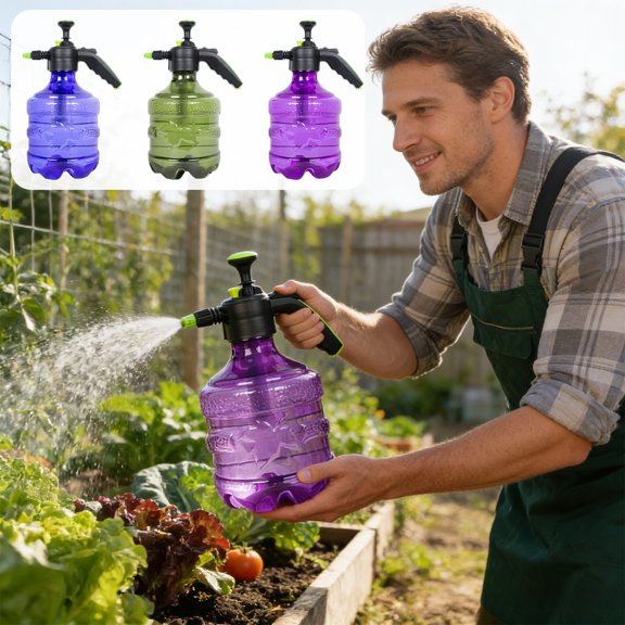 135oz Pneumatic Household Water Sprayer, Large Capacity Thickened Transparent Atomizing Pressure Sprayer, Adjustable Nozzle Mist Jet Sprayer with Piston, for Garden Watering Flower Care, Purple