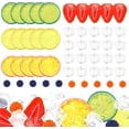 thumbnail image 1 of 135pcs Fake Mix Fruit Decoration Artificial Strawberry Apple Lemon Kiwi Slice Realistic Watermelon Block Lifelike Cherry Raspberry Ice Cube Model, 1 of 3