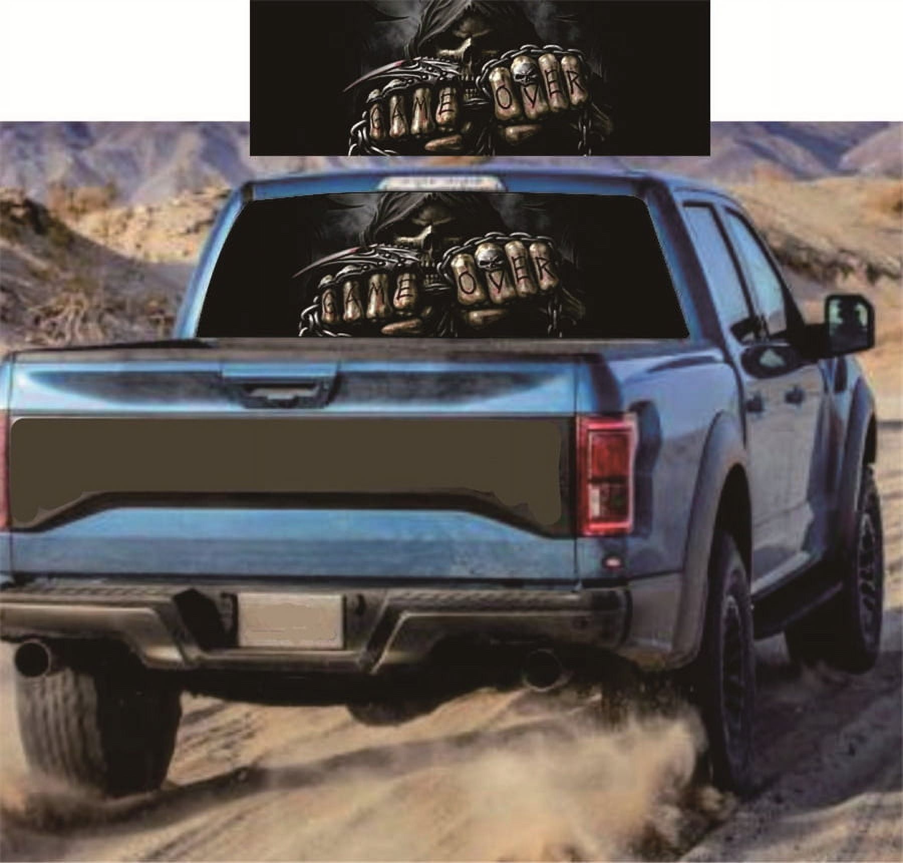 Bow Hunter Grim Reaper Rear Window Decal - Perforated Vinyl Graphic For Truck & SUV (20x66")