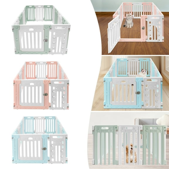 136*103*65cm 11 Panels Freestanding Pet Barrier Playpen Exercise Pen Pet Safety Fence for Indoor HDPE