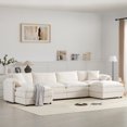 thumbnail image 1 of 136" Chenille Modular Sectional Sofa with 31'' Deep and Wide Seat, U Shaped Cloud Couch Set with Double Cushions, Oversized 6 Seat Sofa with Movable Ottomans, for Living Room, Apartment, Cream, 1 of 9