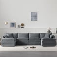 thumbnail image 1 of 136" Chenille Modular Sectional Sofa with Deep and Wide Seat, U-Shaped Cloud Couch Set with Double Cushions, 6 Seat Sofa with Movable Ottoman, Oversized Indoor Furniture (Gray), 1 of 11