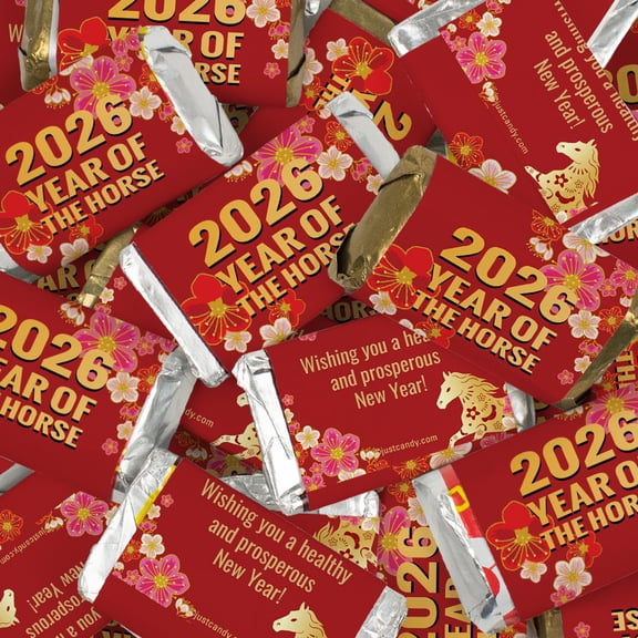 136 Chinese New Year Red Wrapped Miniatures Assortment To Celebrate The Year Of The Horse - 2.5lb Bag