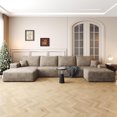 thumbnail image 1 of LUCKHAO 136" Cloud Comfort U-Sectional, Plush Corduroy Modular Sofa, Deep Seat Couch with Chaise, No Assembly Needed, 1 of 6