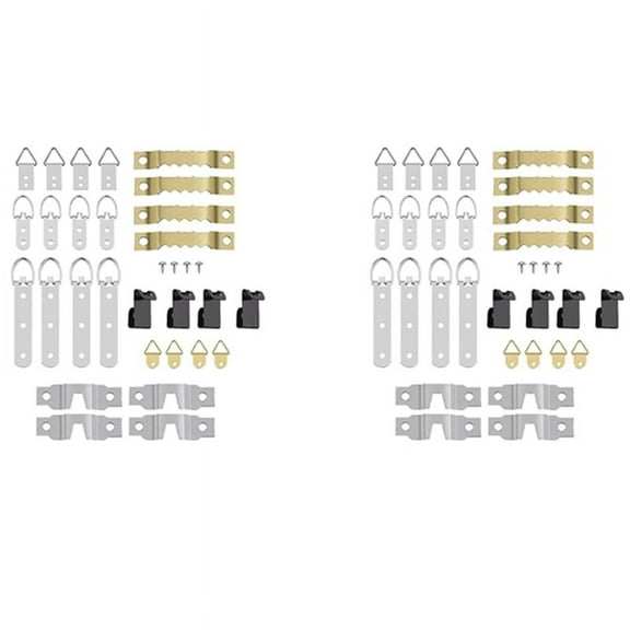 136 Pcs Picture Frame Hanging Hooks for Wall Mount, Photo Hangers Kit, D Ring & Serrated with Screws