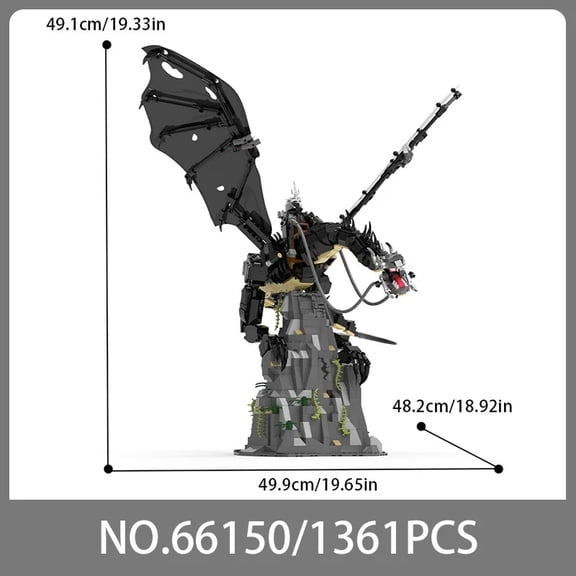 1361pcs Witch King Fell Beast Building Blocks Set Toy,Medieval Nazgul Dragon Model Kit for Adults & Kids, Fans Boy Girl Gift