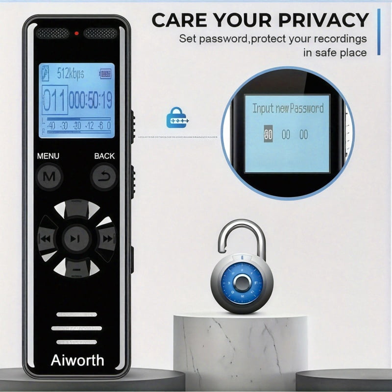 136GB Digital Voice Recorder, 9860H Recording, Voice Activated, MP3 Player, Password Lock, Variable Speed Playback, for Lectures Meetings Interviews, USB Rechargeable, Long Battery Life
