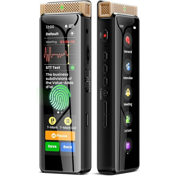 136GB Digital Voice Recorder with Playback, Innioasis R1 Full Touchscreen Voice Recorder with AI Intelligent Transcription and Bluetooth, Voice Activated Sound Audio Recorder Device with Mic (Gold)