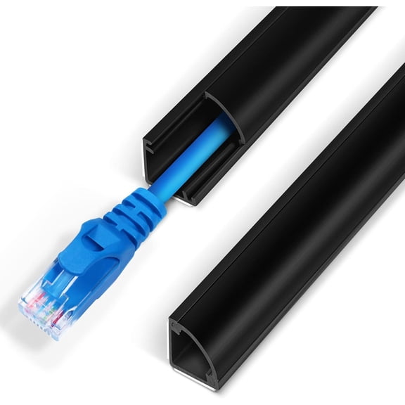 136in Corner Cable Concealer, One-Cord Corner Duct, Paintable Corner Cord Cover, Cable Management Channel for Wall Corner, Floor Baseboard, Ceiling, Black