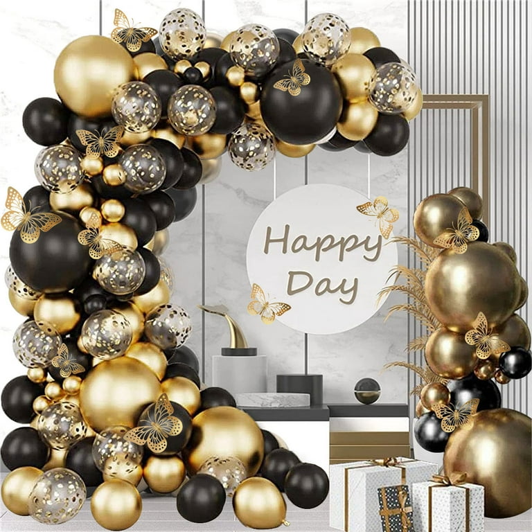 Black and Gold Balloon Arch Kit Birthday Party Decorations Wedding