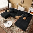 thumbnail image 1 of 137" U-Shaped Sectional Sofa with Chaise, Modular Cloud Sectional Couch with Deep Seat for Living Room, Modern Boneless Couch with Back Cushion, Pillow, Ottoman, No Assembly Required, Corduroy Fabric, 1 of 16