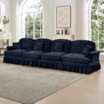 thumbnail image 1 of 137'' Oversized Modular Sectional Sofa, Traditional Sectional Couches with Detachable Ruffled Skirt, Flared Arms, Spindle Legs, Comfy Chenille Cloud Couch for Living Room(Blue), 1 of 9