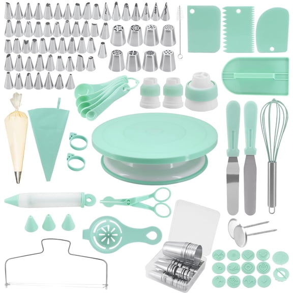 137 Piece Cake Decorating Kit with Turntable Tools, Scrapers, Spatulas, Piping Bags