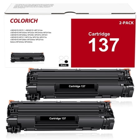 Colorich Compatible for Canon 137 CRG-137 Toner Cartridge 2 Pack imageCLASS MF232w MF242dw D570 MF236n MF244dw MF247dw MF227dw MF220 MF230 MF240 MF210 series Laser Printer Ink(Black)
