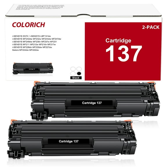 137 Toner Cartridge 2 Pack Compatible for Canon 137 CRG-137 imageCLASS MF232w MF242dw D570 MF236n MF244dw MF247dw MF227dw MF220 MF230 MF240 MF210 series Laser Printer Ink（Black）