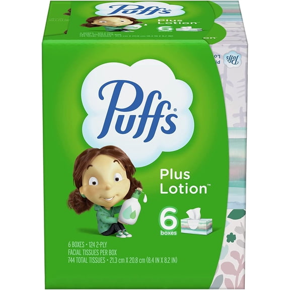 137961 Plus Facial Tissue 2-Ply 124 Sheets/Box 6 Boxes/Pack (39383)