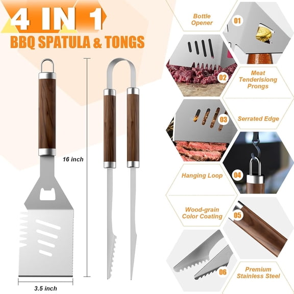 137PCS Griddle Accessories Kit Stainless Steel Grill Tools with Thermometer and Carrying Bag for Outdoor BBQ Camping