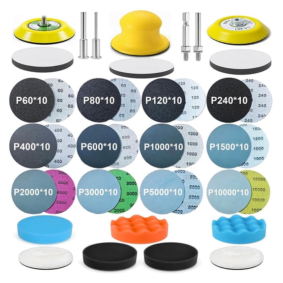 137Pcs 3 Inch Sanding Disc Polishing Kit, Headlight Restoration Kit, 60-10000 Grit Wet Dry Hook & Loop Sandpapers