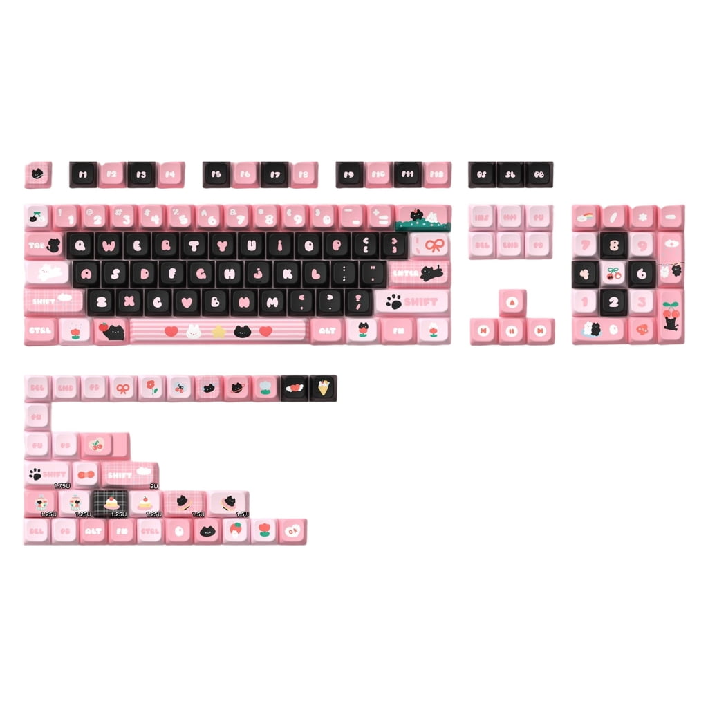 138/158 Key MDA Profile Black Cats Theme Keycaps Heat Sublimation Keycap Set for Mechanical keyboards Accessories