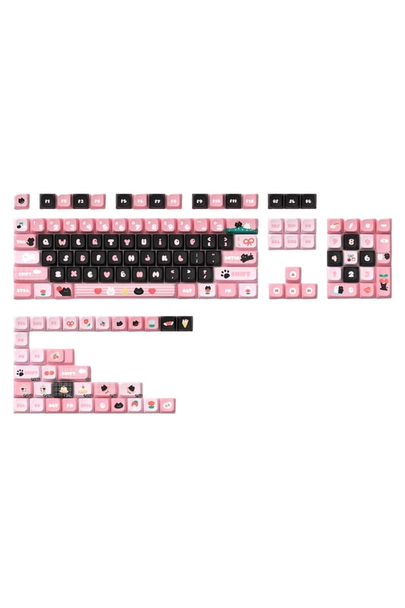138/158 Key MDA Profile Black Cats Theme Keycaps Heat Sublimation Keycap Set for Mechanical keyboards Accessories