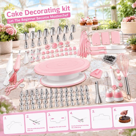138 Cake Decorating Kit Baking Supplies Tools For Beginners & Pros