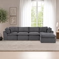 thumbnail image 1 of 138'' Corduroy Sectional Sofa with Movable Ottoman, Modern Boneless Cloud Couch with Deep Seat, 4-Seater L-Shaped Modular Sofa for Living Room, No Assembly Required, Dark Gray, 1 of 6