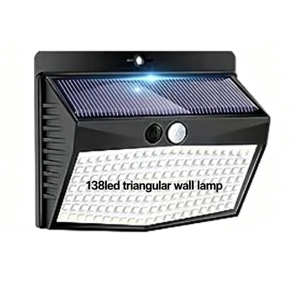 138 LED Triangle Solar Motion Sensor Wall Lights, Ultra-Thin Integrated Design, Waterproof Outdoor Security Lights